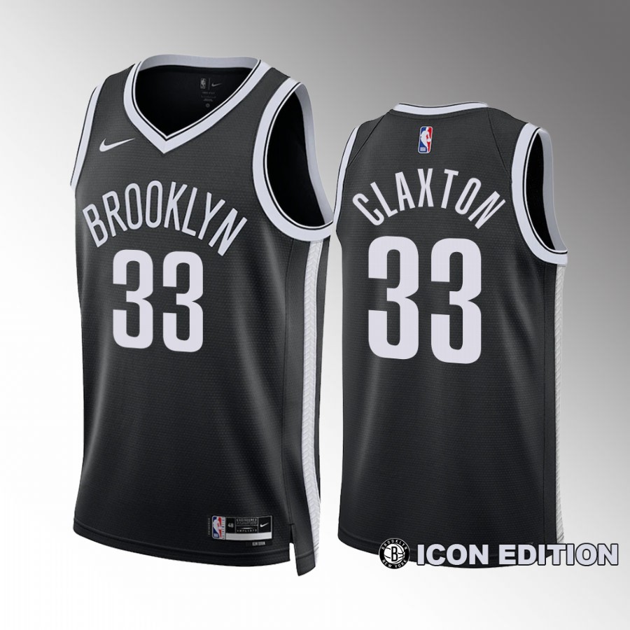 Mens Brooklyn Nets #33 Nic Claxton Nike Black Icon Edition Player Jersey