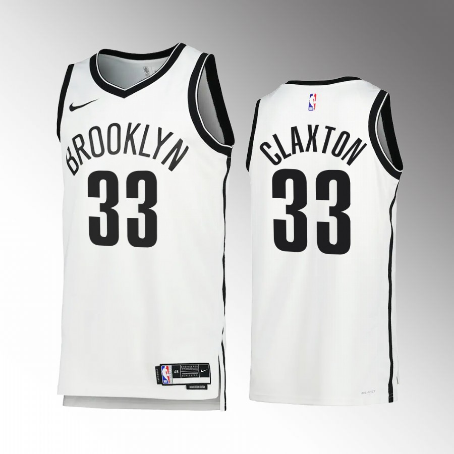 Mens Brooklyn Nets #33 Nic Claxton Nike White Association Edition Player Jersey