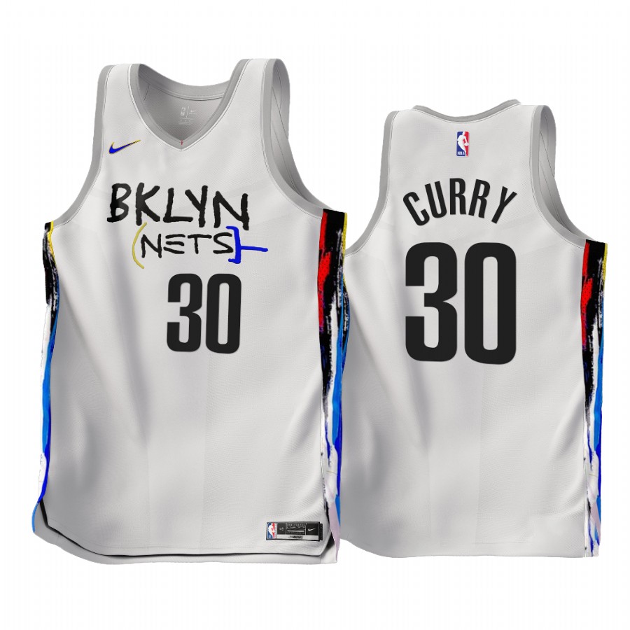 Mens Brooklyn Nets #30 Seth Curry Nike White 2022-23 City Edition Swingman Jersey