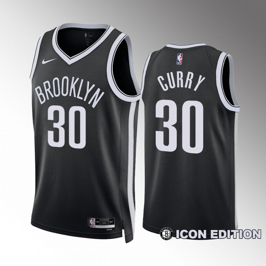 Mens Brooklyn Nets #30 Seth Curry Nike Black Icon Edition Player Jersey