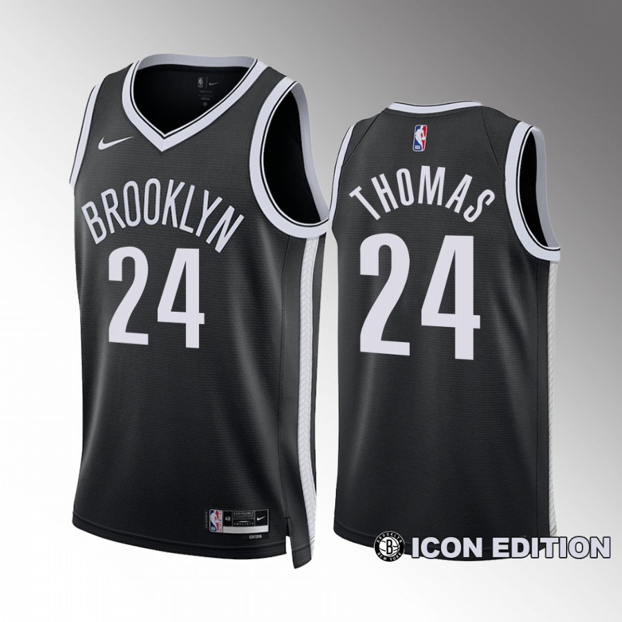 Mens Brooklyn Nets #24 Cam Thomas Nike Black Icon Edition Player Jersey