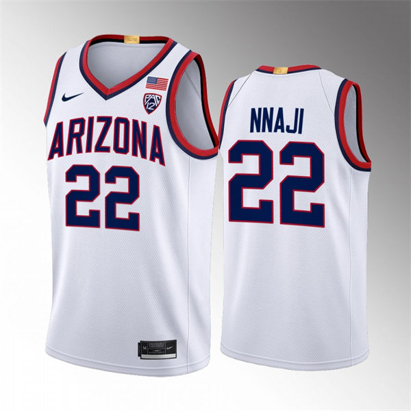 Mens Youth Arizona Wildcats #22 Zeke Nnaji  Nike White 2022-23 College Basketball Game Jersey