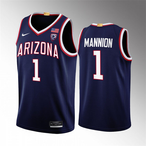 Mens Youth Arizona Wildcats #1 Nico Mannion Nike Navy 2022-23 College Basketball Game Jersey
