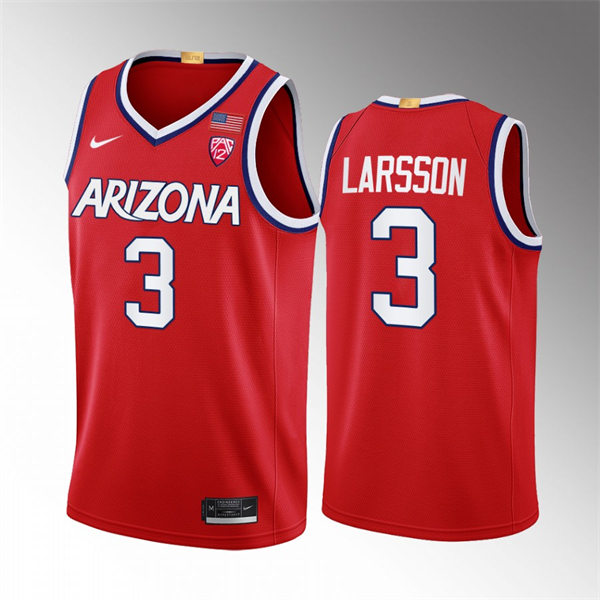 Mens Youth Arizona Wildcats #3 Pelle Larsson Nike Red 2022-23 College Basketball Game Jersey