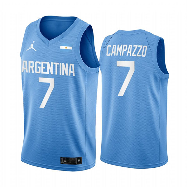 Mens Argentina Basketball Team #7 Facundo Campazzo Blue 2021 Olympic Limited Jersey