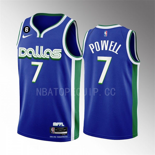 Mens Dallas Mavericks #7 Dwight Powell Nike 2022-23 Blue City Edition Player Jersey