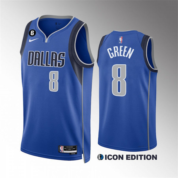 Mens Dallas Mavericks #8 Josh Green Nike 2022-23 Blue Icon Edition Player Jersey