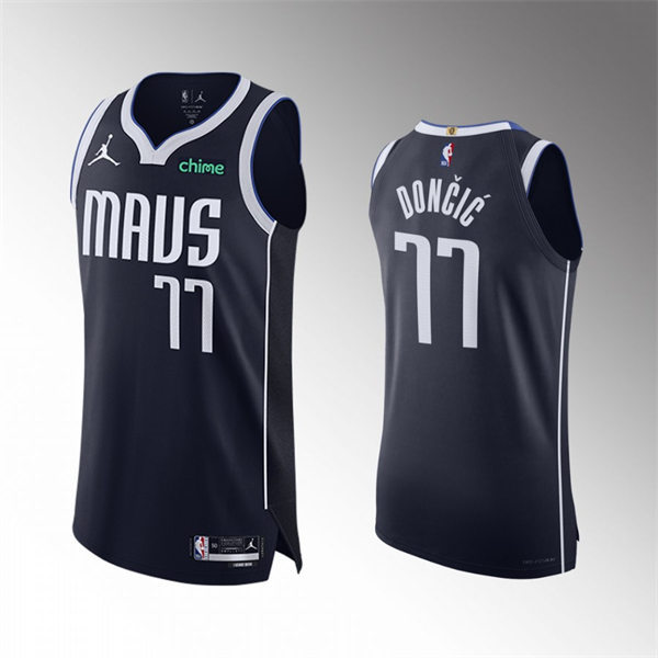 Mens Dallas Mavericks #77 Luka Doncic Nike 2022-23 Navy Statement Edition Player Jersey