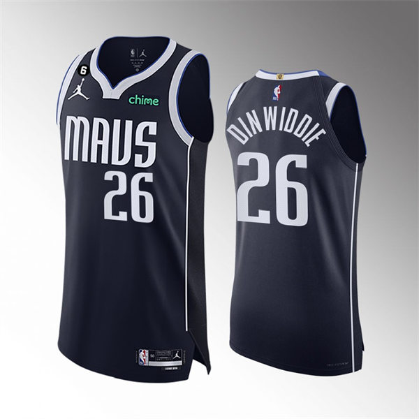 Mens Dallas Mavericks #26 Spencer Dinwiddie Nike 2022-23 Navy Statement Edition Player Jersey