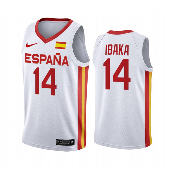 Mens Youth Spain Basketball #14 Serge Ibaka White 2021 Tokyo Olymipcs Jersey