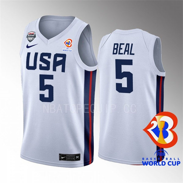 Mens Youth USA #5 Bradley Beal 2023 FIBA Basketball World Cup Jersey Whie Home