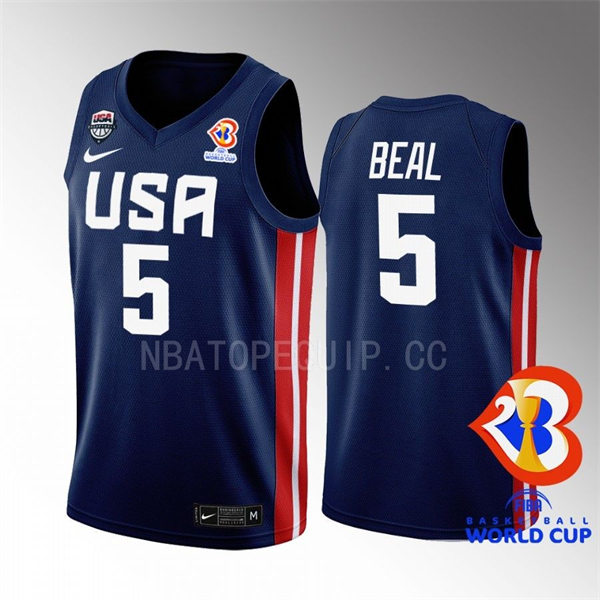Mens Youth USA #5 Bradley Beal 2023 FIBA Basketball World Cup Jersey Navy Away