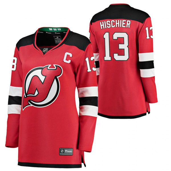 Womens New Jersey Devils #13 Nico Hischier Stitched Adidas Home Red Jersey