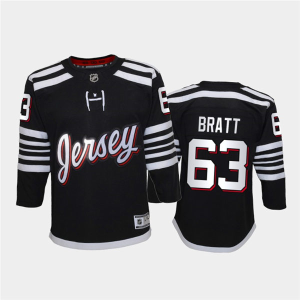 Youth New Jersey Devils #63 Jesper Bratt Adidas Black Alternate Premier Jersey