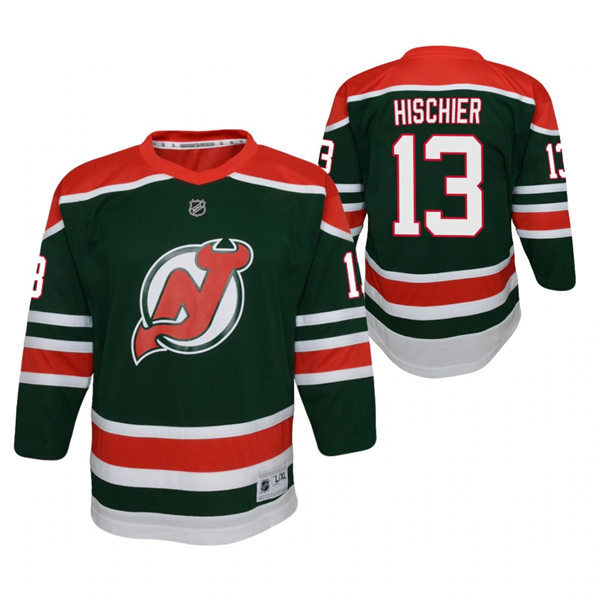 Youth New Jersey Devils #13 Nico Hischier Green 2021 Reverse Retro Special Edition Jersey 