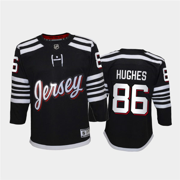 Youth New Jersey Devils #86 Jack Hughes Adidas Black Alternate Premier Jersey