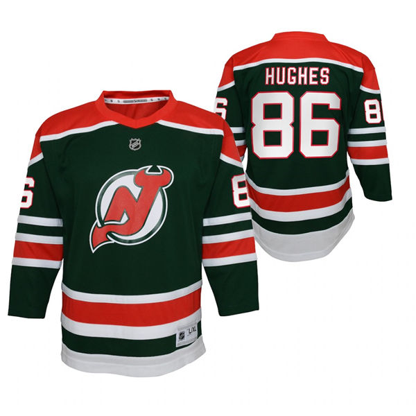 Youth New Jersey Devils #86 Jack Hughes Green 2021 Reverse Retro Special Edition Jersey 