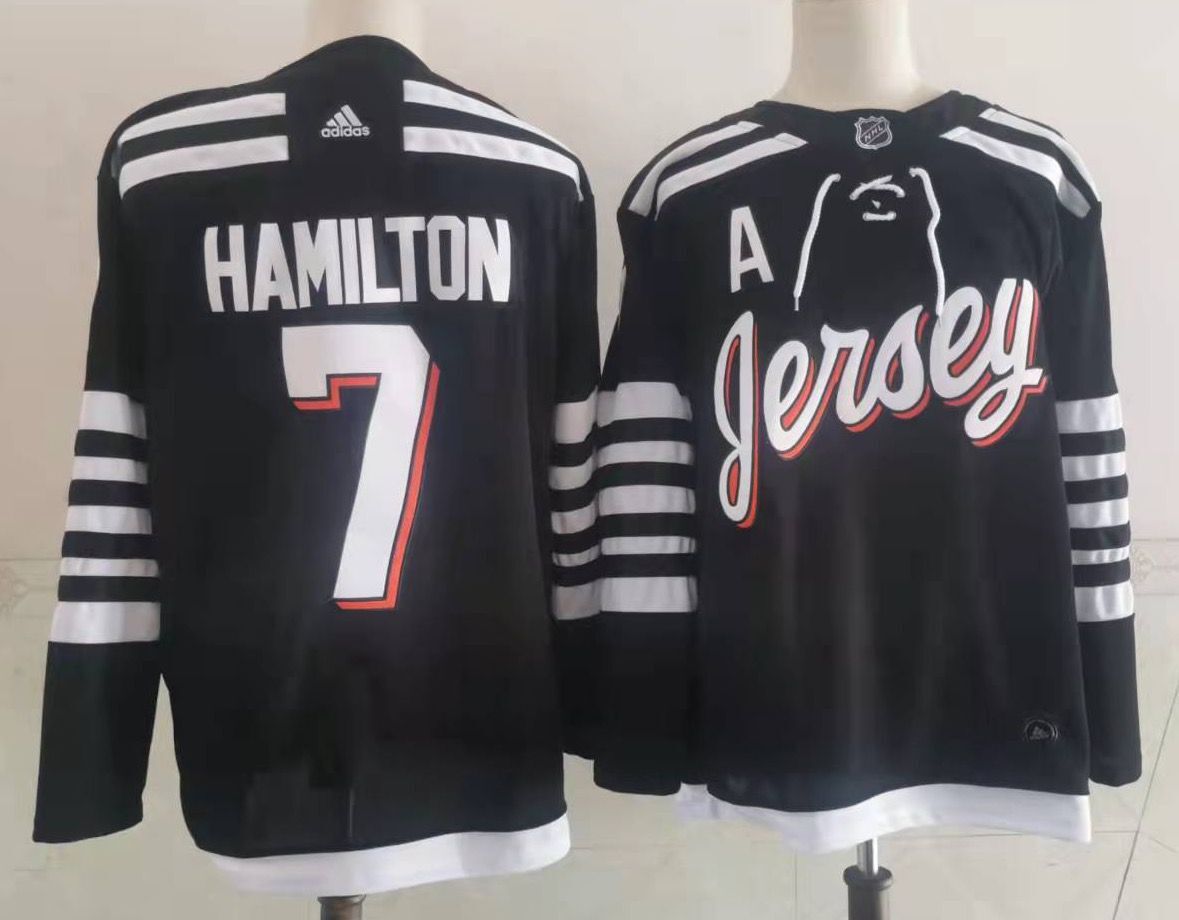 Mens New Jersey Devils #7 Dougie Hamilton Adidas Black Alternate Premier Player Jersey