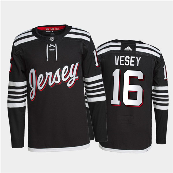 Mens New Jersey Devils #16 Jimmy Vesey  Adidas Black Alternate Premier Player Jersey