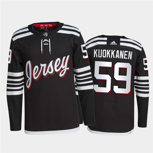 Mens New Jersey Devils #59 Janne Kuokkanen Adidas Black Alternate Premier Player Jersey