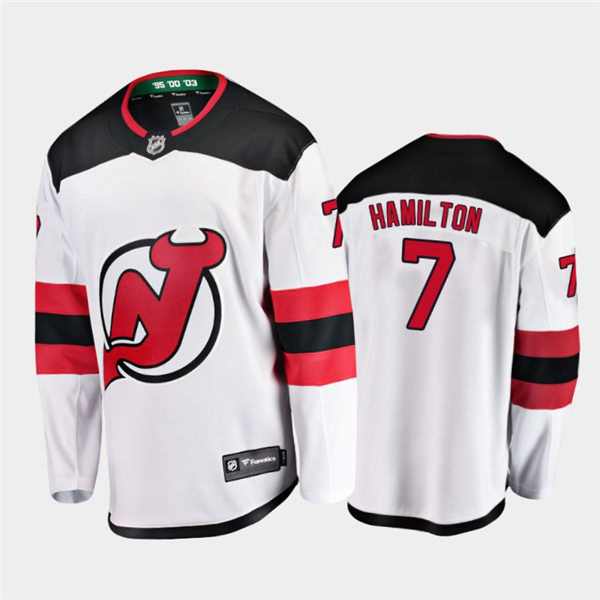 Mens New Jersey Devils #7 Dougie Hamilton Adidas Away White Jersey