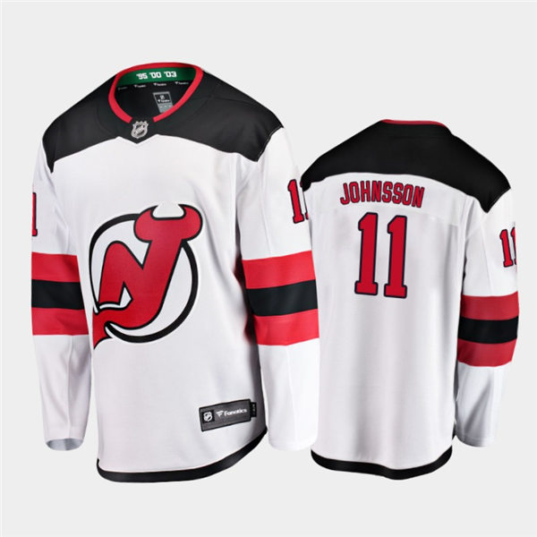 Mens New Jersey Devils #11 Andreas Johnsson Adidas Away White Jersey