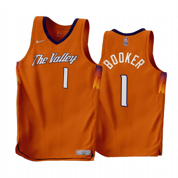 Mens Phoenix Suns #1 Devin Booker 2022-23  Orange Earned Edition Swingman Jersey