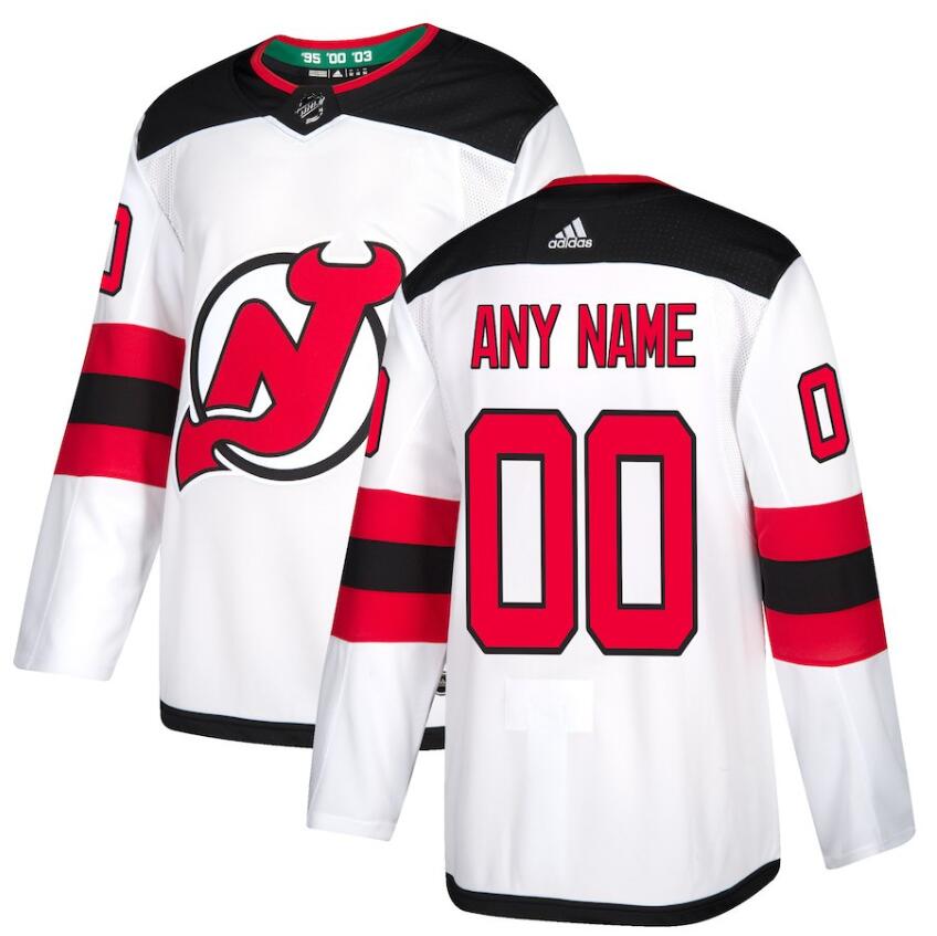Youth New Jersey Devils Custom adidas White Away Jersey