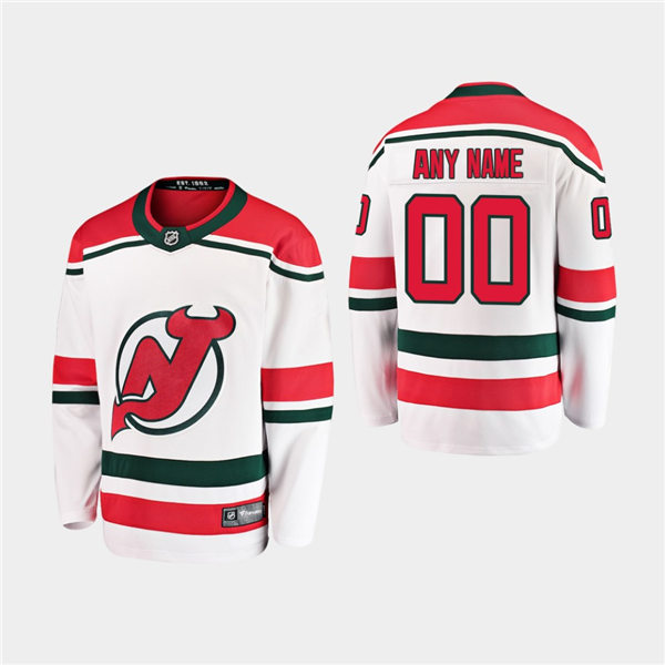 Youth New Jersey Devils Custom adidas White Alternate Jersey
