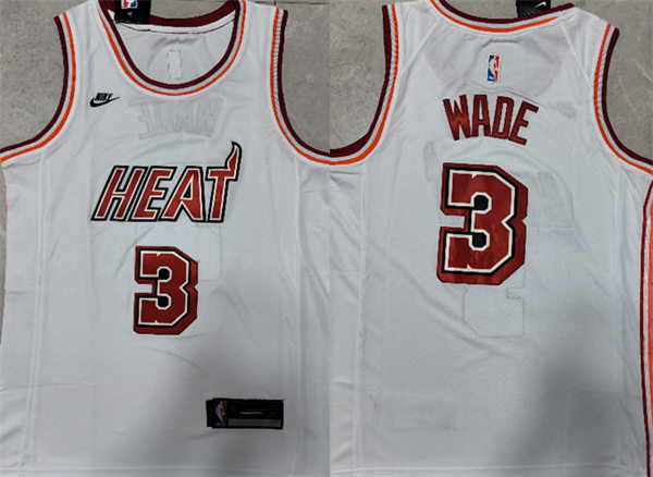 Mens Miami Heat #3 Dwyane Wade Nike White Classic Edition Jersey