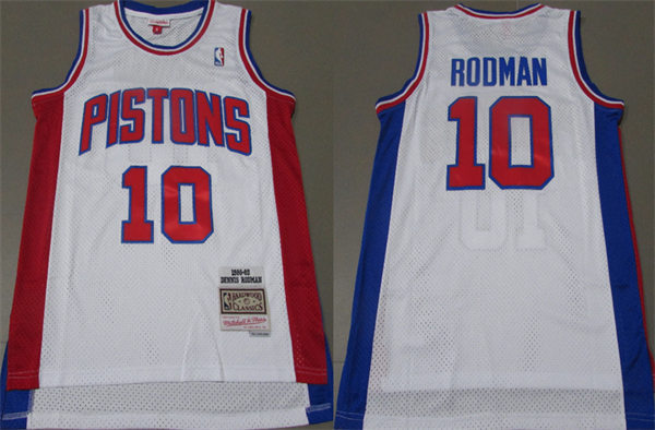 Men's Detroit Pistons #10 Dennis Rodman Mitchell & Ness 1988-89 Hardwood Classics Swingman Jersey - White