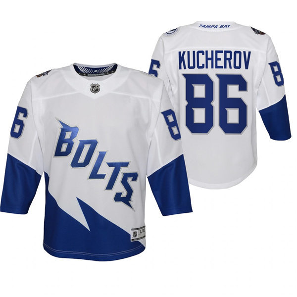 Youth Tampa Bay Lightning #86 Nikita Kucherov Adidas White 2022 Stadium Series Jersey