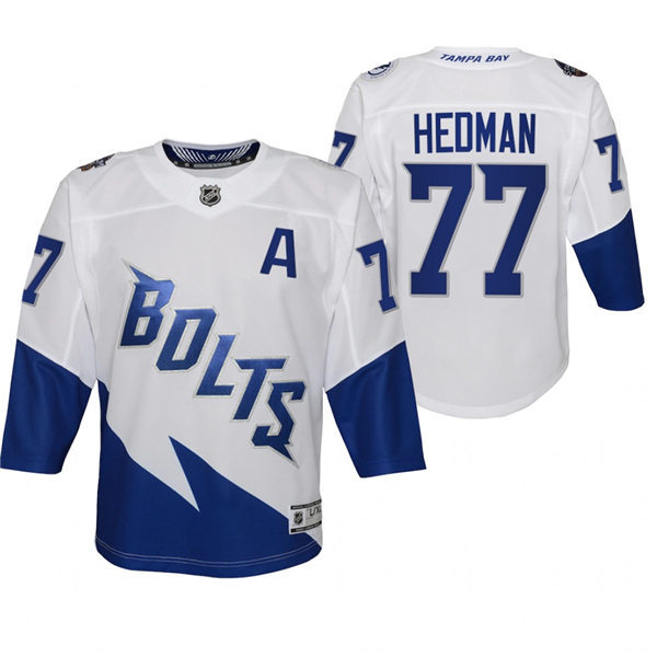 Youth Tampa Bay Lightning #77 Victor Hedman Adidas White 2022 Stadium Series Jersey