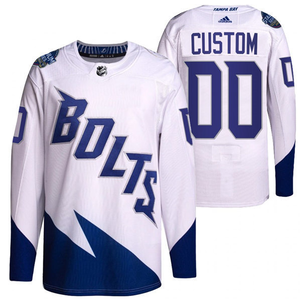 Mens Tampa Bay Lightning Custom Adidas White 2022 Stadium Series Jersey