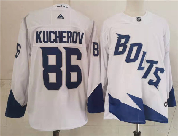Mens Tampa Bay Lightning #86 Nikita Kucherov Adidas White 2022 Stadium Series Player Jersey