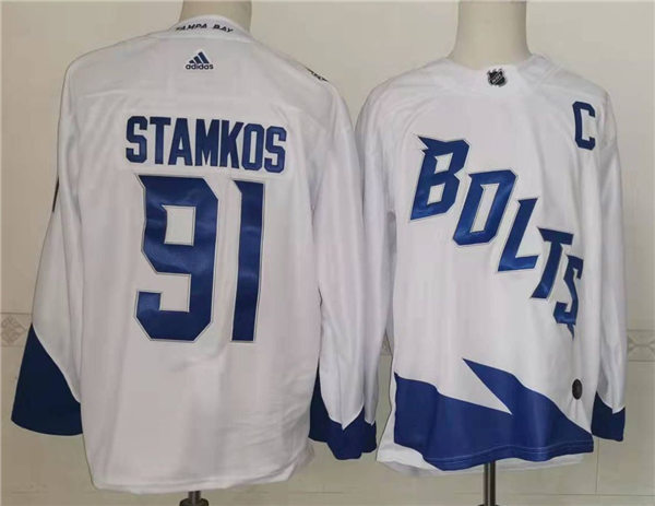 Mens Tampa Bay Lightning #91 Steven Stamkos Adidas White 2022 Stadium Series Player Jersey