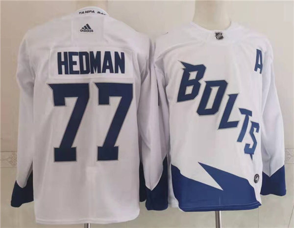 Mens Tampa Bay Lightning #77 Victor Hedman Adidas White 2022 Stadium Series Player Jersey