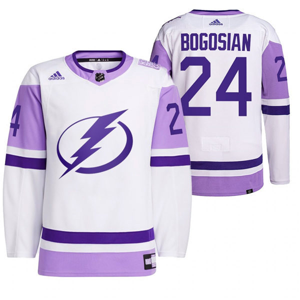 Mens Tampa Bay Lightning #24 Zach Bogosian 2021 White Primegreen Hockey Fights Cancer Jersey