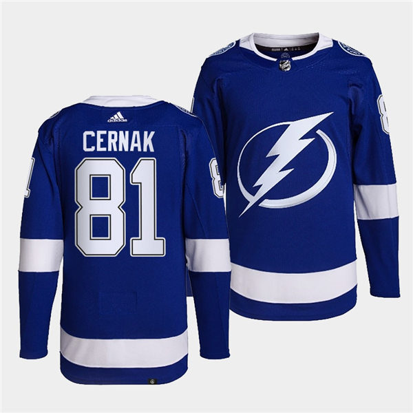 Mens Tampa Bay Lightning #81 Erik Cernak adidas Home Blue Stitched Player Jersey
