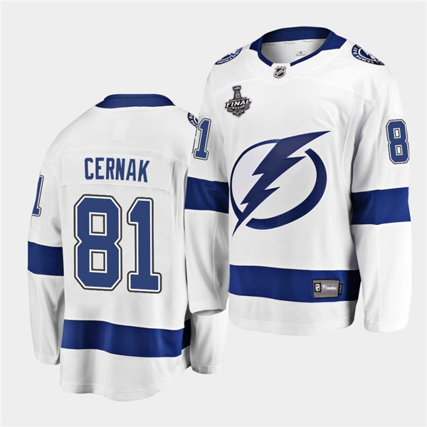 Mens Tampa Bay Lightning #81 Erik Cernak adidas White Away Stitched Player Jersey