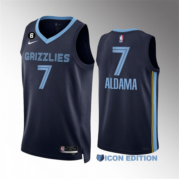 Mens Memphis Grizzlies #7 Santi Aldama  Navy 2022-23 Icon Edition Jersey
