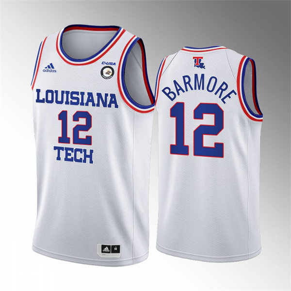 Mens Youth Louisiana Tech Bulldogs Retired Player #12 Leon Barmore Adidas White Home College Basketball Game Jersey