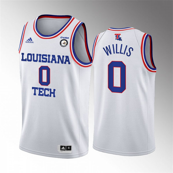 Mens Youth Louisiana Tech Bulldogs #0 Keaston Willis Adidas White Home College Basketball Game Jersey