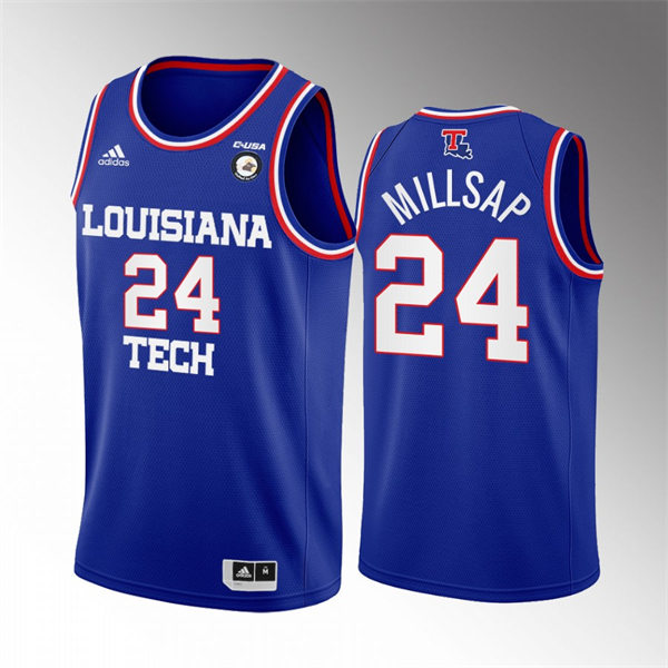Mens Youth Louisiana Tech Bulldogs #24 Paul Millsap Adidas Blue Away College Basketball Game Jersey