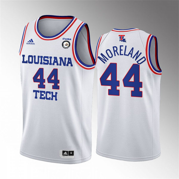 Mens Youth Louisiana Tech Bulldogs Retired Player #44 Jackie Moreland Adidas White Home College Basketball Game Jersey