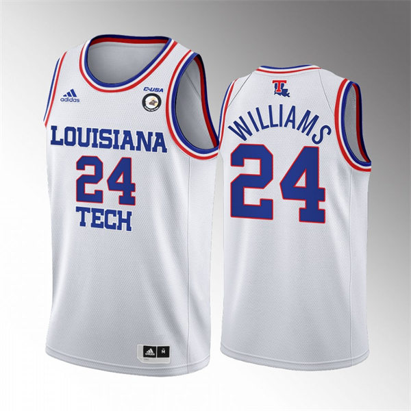 Mens Youth Louisiana Tech Bulldogs #24 Cobe Williams Adidas White Home College Basketball Game Jersey