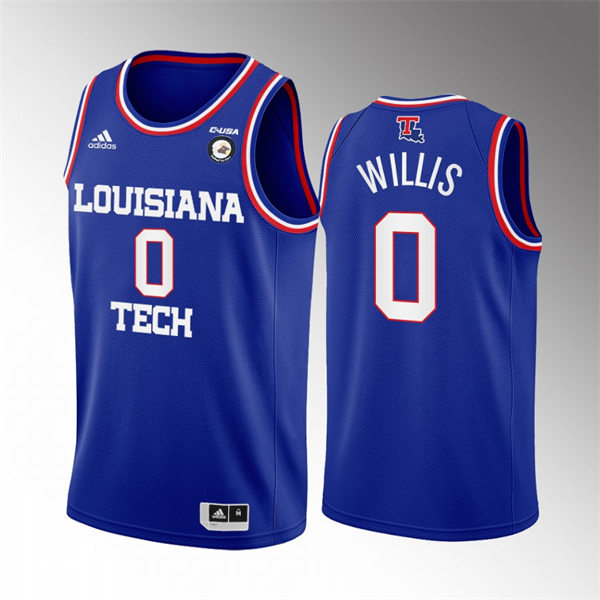 Mens Youth Louisiana Tech Bulldogs #0 Keaston Willis Adidas Blue Away College Basketball Game Jersey
