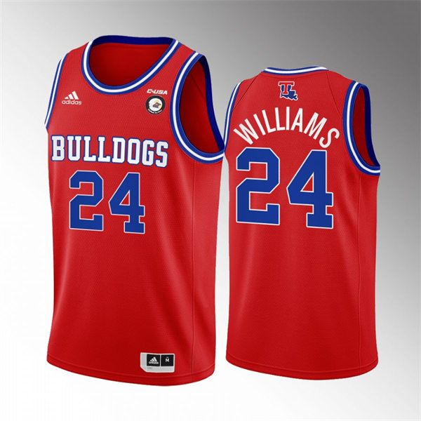 Mens Youth Louisiana Tech Bulldogs #24 Cobe Williams Adidas Red Alternate College Basketball Game Jersey