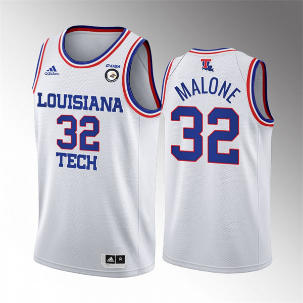 Mens Youth Louisiana Tech Bulldogs Retired Player #32 Karl Malone Adidas White Home College Basketball Game Jersey