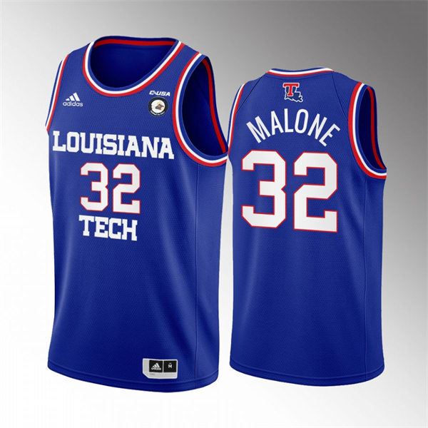 Mens Youth Louisiana Tech Bulldogs Retired Player #32 Karl Malone Adidas Blue Away College Basketball Game Jersey